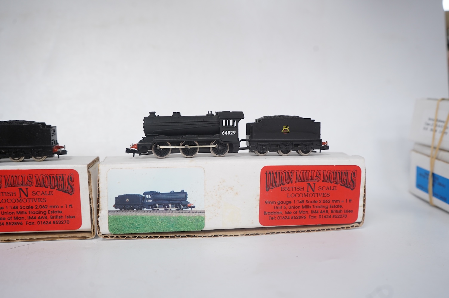 Two boxed Union Mills Models N gauge railway LNER/BR locomotives; a Class J39, and a Class J39, 64829. Condition - good.
